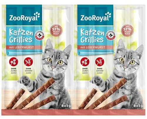 ZooRoyal Katzen-Grillies mit Leberwurst 96x5g katzenfutter katzensnack trockenfutter Multipack