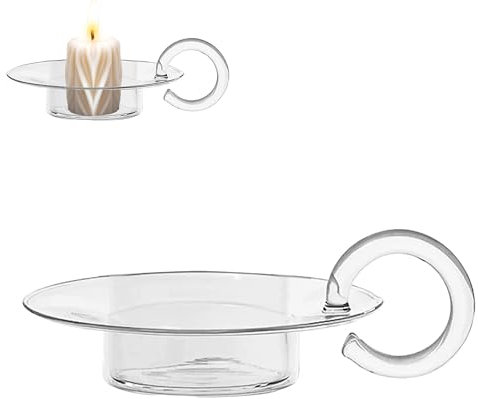 Shiawase Piattino Porta Candele, Piatto per Candela, Piatto per Candele in Verre con Maniglia, Porta Candele da Tavolo, per Natalizie, Matrimonio Decorazione, Casa Festa, e Cena