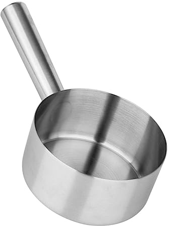 Hoement Stainless Steel Water Ladle Long Handle 16cm Diameter Sturdy Water Scoop for Kitchen and Bathroom Use for Cooking and Serving
