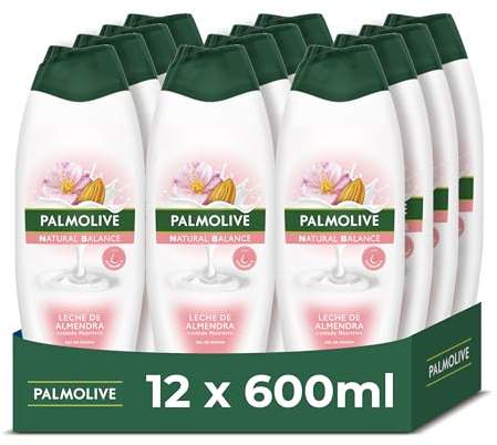 Palmolive Natural Balance Leche de Almendra nutritivo gel de ducha 600ml, gel de baño con vitamina E para nutrir la piel, con leche de almendra de origen vegetal, ingredientes de 95% origen natural*