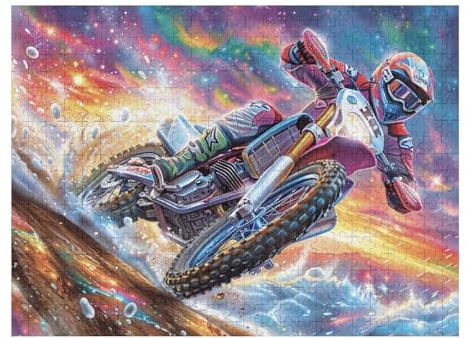 Piloto de Motocross montaña Bicicleta Todo Terreno Aventura Salvaje Puzzles 500 Piezas Aliviar Estrés Familiar Premium Rompecabezas para Adultos Desafío Intelectual 3D DIY Creativo Decorativo 500 PCS