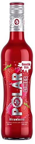 Polar Limes Strawberry | Fruchtlikör mit 60 % Erdbeermark | Mit kristallklarem Vodka verfeinert | Intensiv-fruchtiger Geschmack & exotische Frische | Ideal für Cocktails oder pur | 0,5L | 15% Vol.