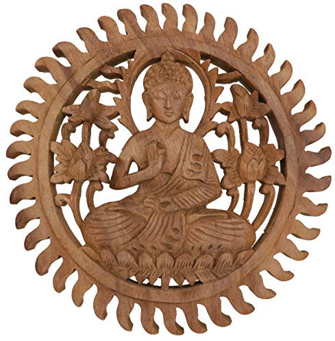 GURU SHOP Geschnitztes Wandbild Deko Wandrelief - Buddha, 2x25x25 cm