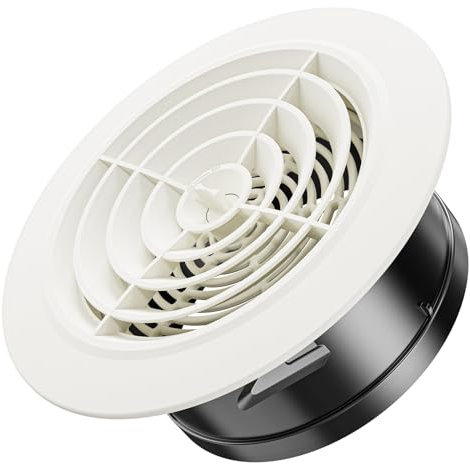 Hon&Guan ø 150mm ABS Rejilla de Ventilación Redonda, Difusor de Ventilacion Baño Techo, Ajustable Difusor de Techo para Aire Acondicionado Conductos, Tubería, Garaje, Pared, Sótano, Chimenea