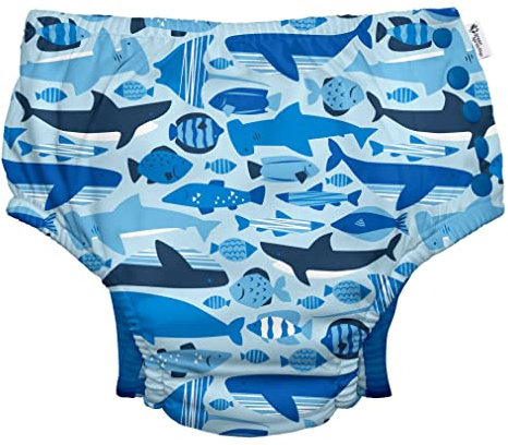 green sprouts Boys' Snap Reusable Absorbent Swimsuit Diaper, Blue Undersea, 3T