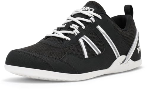 Xero Shoes Prio Men's Barefoot Shoes — Running Shoes for Men, Zero Drop, Minimalist, Wide Toe Box, Lightweight Workout Footwear — Black/White, Size 12 UK