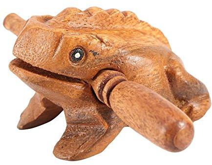 Fdit Thailand Traditional Wooden Lucky Frog, Manual Croaking Musical Instrument, Home Office Decor, Size 4, 11x7x7.5cm