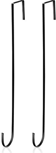 Hotop 15 Pouces Crochet de Suspension de Guirlande de Noël Crochet en Métal Au-Dessus de Porte Crochet de Porte-Serviettes Pratique pour Décoration de Porte d'Entrée Noël (Noir, 2 Pièces)