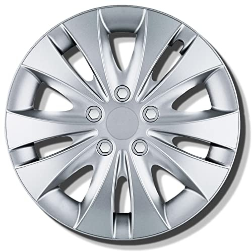 Copricerchi 13 pollici - Set da 4 copricerchi argento da 13-16 pollici - Copri cerchi pollici auto Stormer per quasi tutti i cerchioni in acciaio - Nero o argento - Copri cerchioni