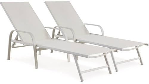 Habitat et Jardin Juego de 2 tumbonas metálicas Farniente - Blanco