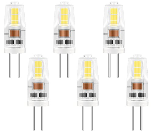 Caldarax Paquete de 6 Bombillas LED G4 12V, 2W Capsule LED Equivalente a 20W Lámparas Halógenas, Blanco Frío 6000K, 200LM, Ángulo de haz de 360°, No Regulable, para Candelabro