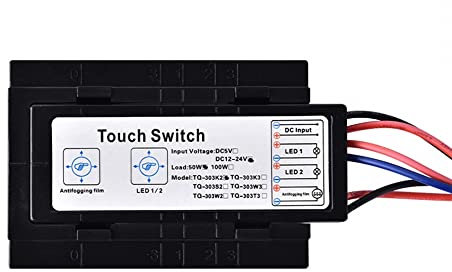 Interruptor táctil regulador de intensidad, CC 12 V, 24 V, 30 m, doble táctil, módulo de sensor de cristal con antivaho para espejo de lavandería/dormitorio