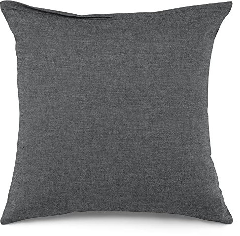 ATsense 2er Set Kissenbezug 60x60 cm - 100% Gewaschene Baumwolle, Dunkelgrau Kopfkissenbezug mit Reißverschluss, Superweicher Premium und Gemütlich Kissenhülle