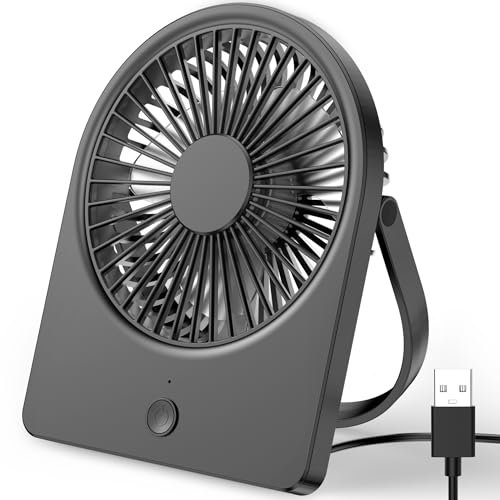 TUNISE Ventilatore da scrivania USB, piccolo ventilatore personale, vento a 3 velocità, portatile, silenzioso, può essere appeso, ventilatore da tavolo regolabile per un migliore raffreddamento, casa,