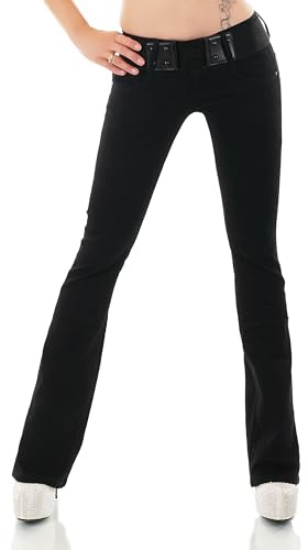 Pantalon bootcut en jean pour femme - Denim stretch - Taille élastique - XS à XL, S