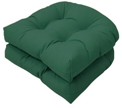 Confezione da 2 Cuscini di Ricambio, Cuscino a Forma di U, Cuscino per Divano, Sedia in Rattan, Cuscino per Poltrona, Divano, Cuscino da Giardino in Rattan California(Dark green)