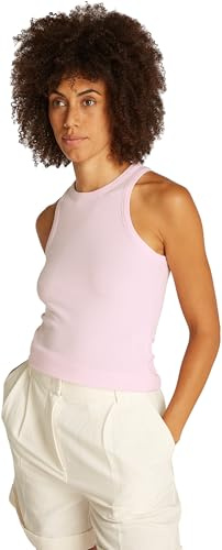 Tommy Hilfiger Débardeur Ajusté Femme Rib Top Stretch, Rose (Light Pink), XS