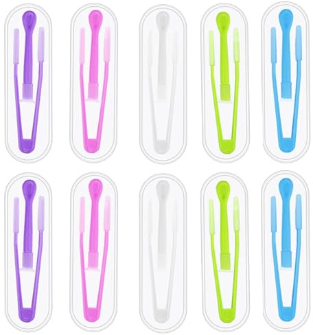 MYSUNBAR 10 Pezzi Colorati Lenti a Contatto Tettarella e Pinzette Lenti A Contatto Accessori Portatile Lenti A Contatto Plastica Rimozione, multicolore, Organizer per borse