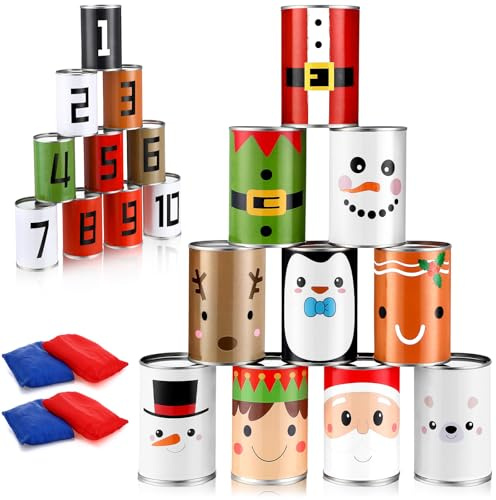 Libima Christmas Can Toss Games, Xmas Carnival Game for Family, Traditional