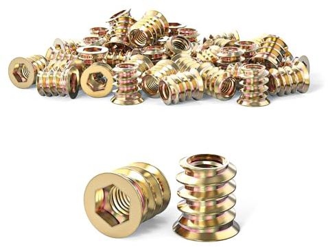ORTAVA skruvmutter M8 x 15 mm, 40 stycken gänginsats trä M8, gänginsatsmuttrar, galvaniserade sexkantiga gänginsatser för trämöbelsortiment