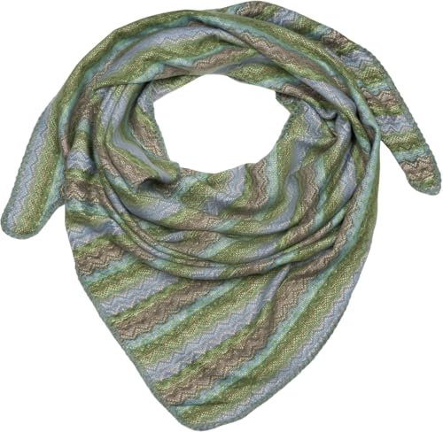 styleBREAKER Señoras XXL bufanda triangular con patrón de tejido en zig-zag, bufanda triangular multicolor, bufanda suave y cálida 01020051, color:Oliva-Verde-Azul