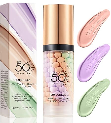 Primer Makeup with SPF 50, One Step Color Corrector Face Primer, Pore Minimizer Primer, Oil Control Moisturizing Makeup Primer, Skin Perfecting Primer Isolation Cream, Waterproof & Long Lasting