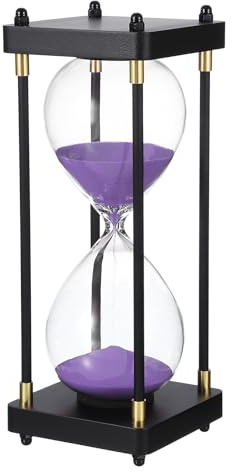 PATIKIL Reloj De Arena Decorativo Grande 60 Minutos Reloj De Arena De Madera Moderno para Cocina Juego Oficina Aula Hogar Morado (Estilo 1)