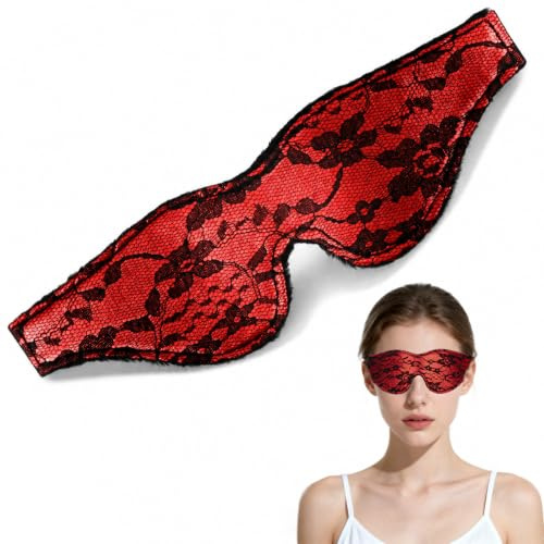 VLYX Satinögonmask - Mjuk sidenögonbindel för vuxna, bekvämt ögonskydd för hemmet, resor, kontor, alla hjärtans dag-present, rollspel (röd)