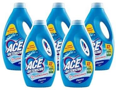 Detersivo Igienizzante Classico Per Bucato 27 Lavaggi Confezione Da 3,4 e 5 Flaconi Per Ace (5, 1350 ml)