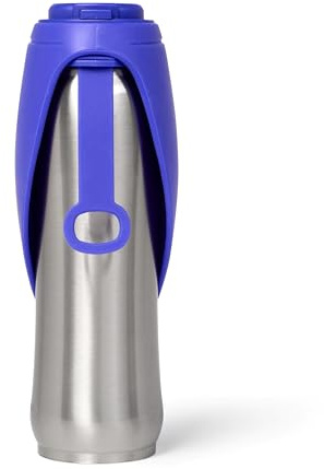 Dog Mate Stainless Steel Travel Flask for Dogs, 800 ml - Portable Pet Water Bottle with Attached Scooped Drinking Bowl