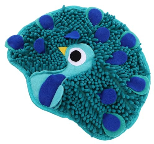 Mikikit Tapis De Fouille Et d'alimentation Lente pour Chien Motif Paon en Tissu Polyester, Taille Moyenne, Enrichissement Mental Et Stimulation Olfactive pour Chien Adulte Et Chiot