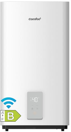 COMFEE' CWH15ED1350EUW Calentador Eléctrico de Pared de 50L, Doble Tanque, con Espacio para Debajo del Fregadero, Compacto y Fácil de Instalar, Conexión Wi-Fi, Control Remoto por Aplicación, Blanco