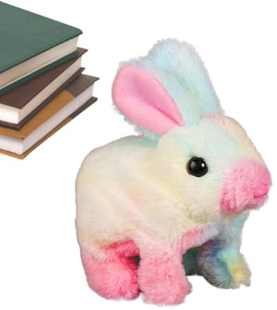 Simulated Rabbit Toy - 9 Inches Realistic Bunny Plush with Hopping, Ear Wiggling, and Nose Twitching Actions, Electronic Stuffed Animal Pet for Children and Adults, Soft White,