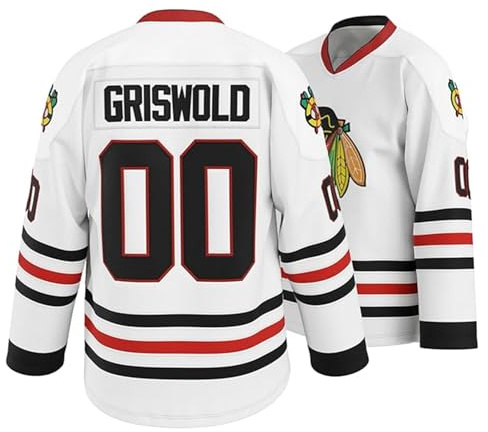 A&O Griswold #00 Movie Hockey Jersey – Stitched Letters and Numbers Authentic Fabs Apparel Large White
