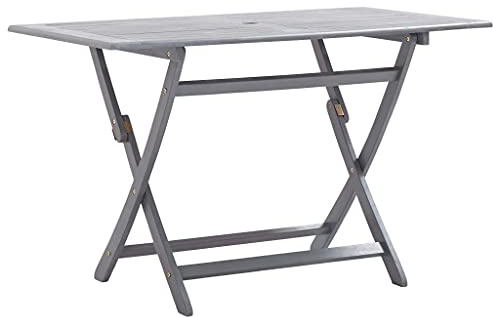 Owoxanthellate Table de jardin pliante 120 x 70 x 75 cm en bois d'acacia gris laqué - Table à manger d'extérieur résistante aux intempéries pour balcon, terrasse et camping