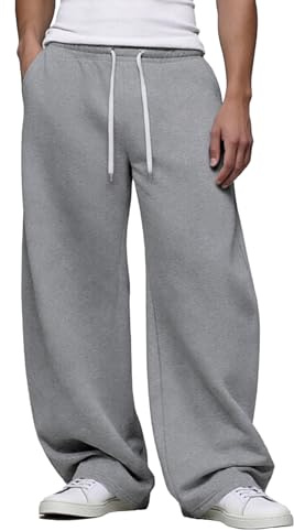 FEDTOSING Mens Baggy Joggers Open Hem Premium Wide Leg Elastic Waist Sweatpants Breathable Cotton Casual Pants with Pockets