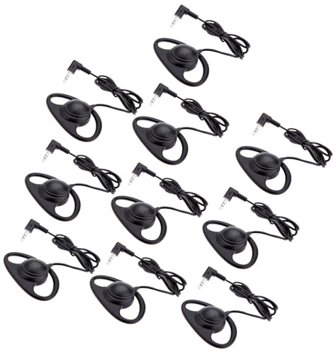 VELATEMOR Single Ear Headset Mono Headset Single Side med Lätt öronkrok och L-formad 3,5 Mm Plugg för Call Center VoIP Laptop Phone Tablet (10 st)