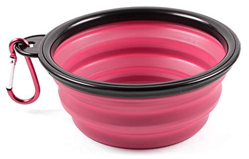 PhoneNatic Cuenco Plegable de Silicona para Perros y Gatos, con mosquetón, 350 ml, 60014329, pequeño (350 ml)