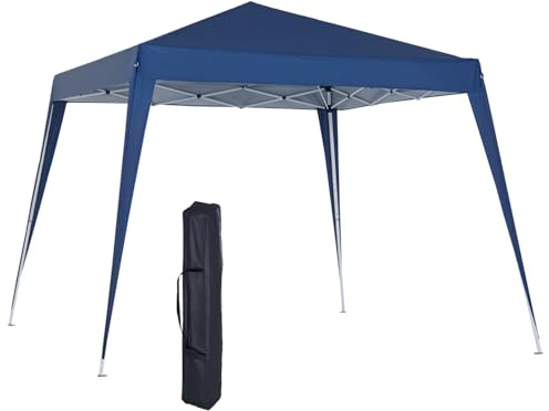 Outsunny Carpa Plegable 3x3 m, Pop-up, Cenador Pabellón de Jardín, Altura Ajustable con Bolsa de Transporte, Anti-UV, Impermeable, Gazebo para Camping, Fiestas, Exterior, Azul