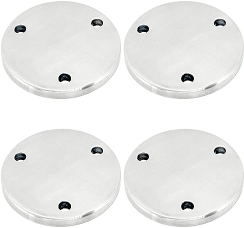 PRIOstahl Piastra di ancoraggio rotonda, piastra di base, flangia con foro a 3 fori, 4 pezzi, dimensioni: 85 mm x 6 mm, fissaggio per tubi per saldatura, corrimano, ringhiere, acciaio inox V2A
