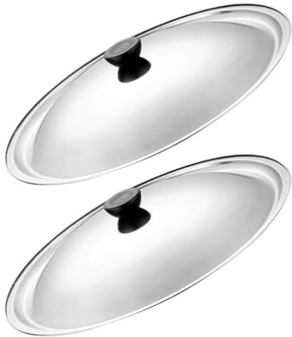 2 Pièces Couvercle De Casserole De Remplacement 27Cm Couvercle De Wok Couvercle De Poêle En Acier Inoxydable Couvercle De Poêle À Frire Poêles De Marmite Teppanyaki