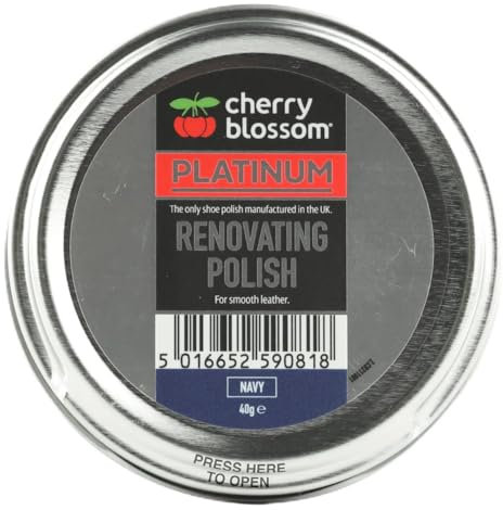 DTD QUALITY MATTERS Cherry Blossom Footwear Renovating Polish, Leather Shoe Care, Restores Faded Leather, Cleans, Conditions, High Shine Finish, 40g (NAVY)