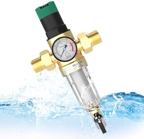 1/2 Pouce Ajustable Reducteur de Pression Eau, DN 15 Laiton épaissi Limiteur de Pression, Réducteur de Pression Eau Avec Filtre et Manomètre, Applicable à La Maison, Le Bâtiment, L'usine