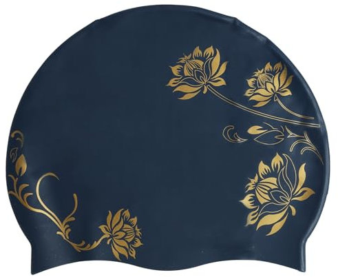 Annlpoy Badekappe Damen, Silikon Schwimmkappe, schwimmmütze schwimmhaube Damen wasserdichte Schwimmkappe für Lange Haare, Komfortable Badehaube mit Modischen Druckmustern, für Schwimmbad und Meer