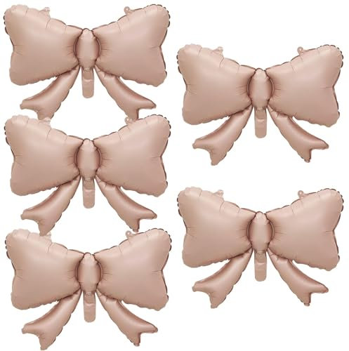 5 Stück Bogenballon Matt Schleife Folienballon Thema Babyparty Bogen Folienballon Hochzeitsfeier Dekoration (Rosa)
