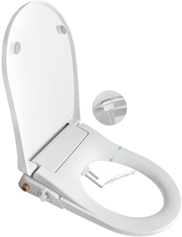 Asientos de bidé de inodoro no eléctricos con boquillas dobles autolimpiables separadas, limpieza trasera y femenina, pulverizador de agua natural, asiento de inodoro de cierre suave, bidé de inodoro
