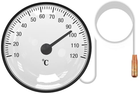 LIANFOND Liquid Rising Water Thermometer with Probe for Spa, Swimming Pool, Fish Tank 0~120°C Temperature Range, 5.5x5.5x2.5cm Dial, 144cm Cable