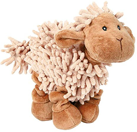 TRIXIE Schaf Hundespielzeug - weiches Plüschtier für Hunde, 21 cm - kuscheliges Schäfchen aus Plüsch - robustes Spielzeug mit Quietsche-Element - 35933