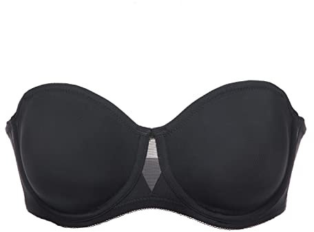 Delimira Women's Strapless Bras for Bigger Bust Non Padded Smooth Underwire Black 38DD