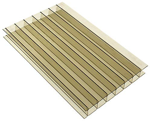 Bronze, 1.5 x 2m (Width x Length) 10mm Multiwall Polycarbonate Sheets Poly Plastic Roof Panel for Lean-to Canopy Conservatory